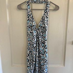 Urban Outfitters Blue Cheetah Halter Body Con Dress